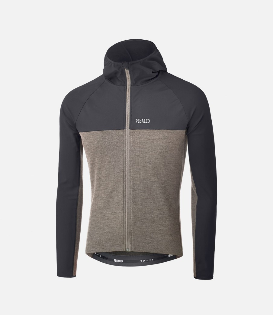 Uomo PEdALED | Maglia In Merino A Maniche Lunghe Con Cappuccio Walnut