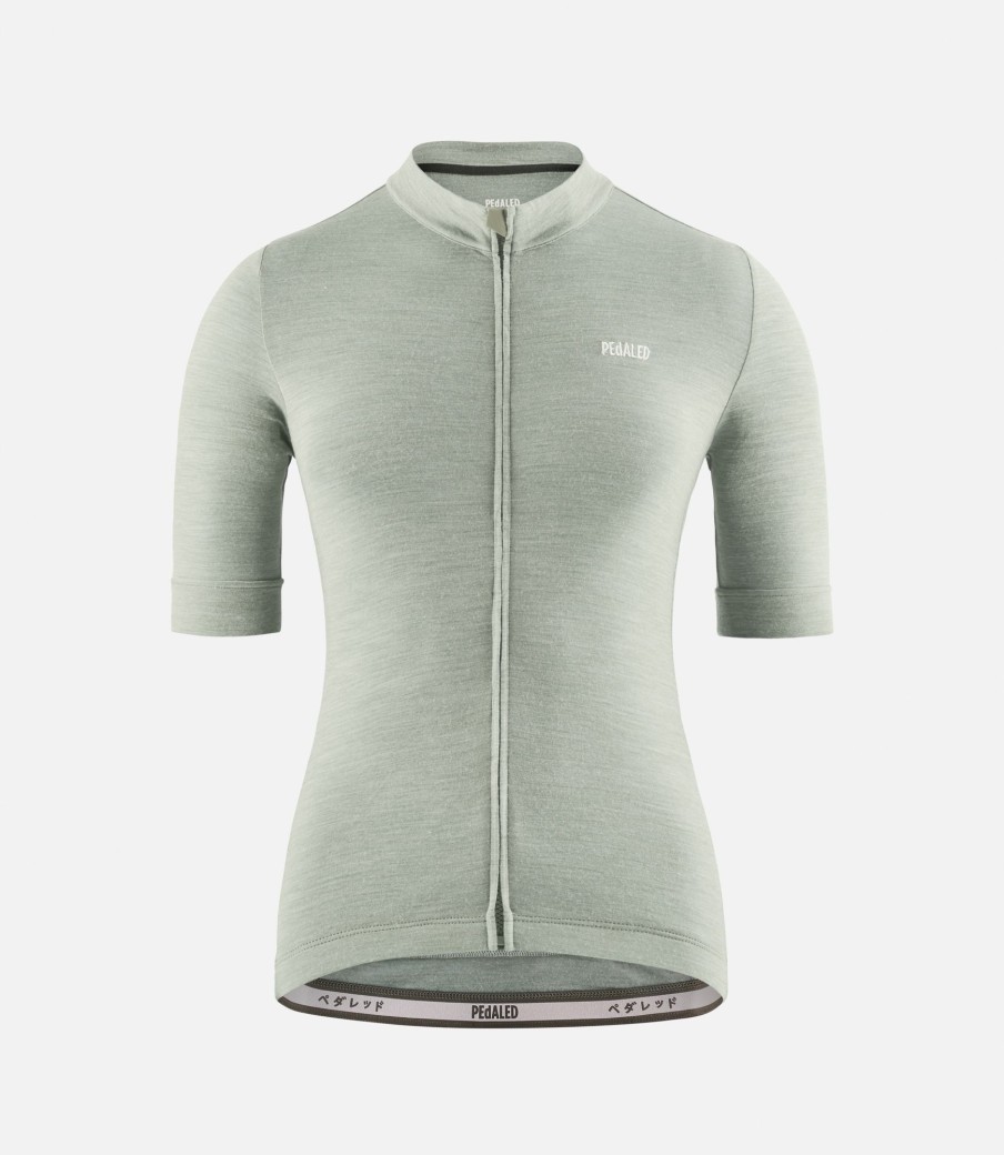 Donna PEdALED | Maglia Ciclismo In Merino Maniche Corte Per Donna Verde Militare