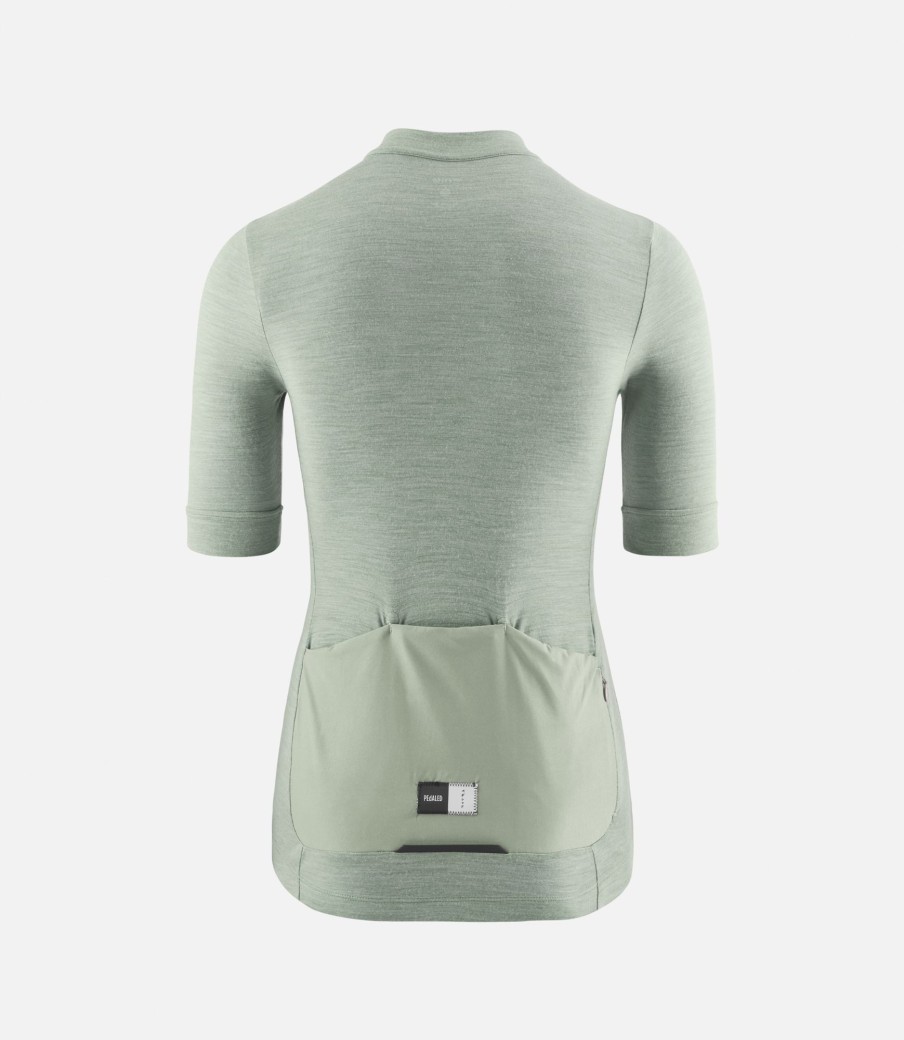 Donna PEdALED | Maglia Ciclismo In Merino Maniche Corte Per Donna Verde Militare