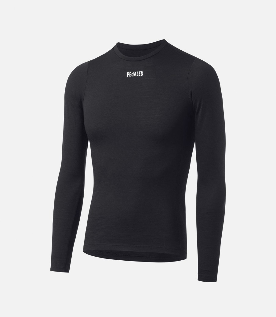 Uomo PEdALED | Base Layer In Merino A Maniche Lunghe Nero