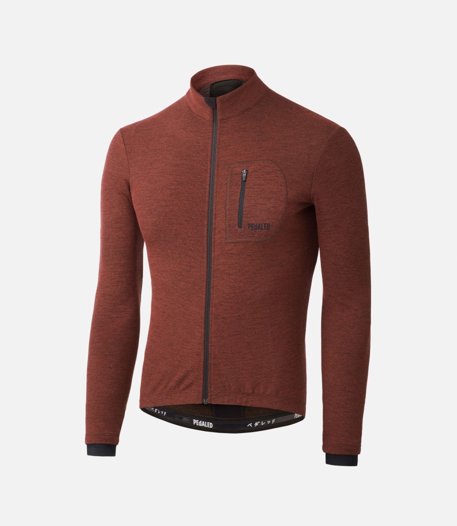 Uomo PEdALED | Maglia In Lana Merino A Maniche Lunghe Burnt Henna