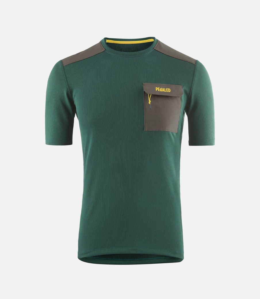 Uomo PEdALED | T-Shirt In Lana Merino Dark Green