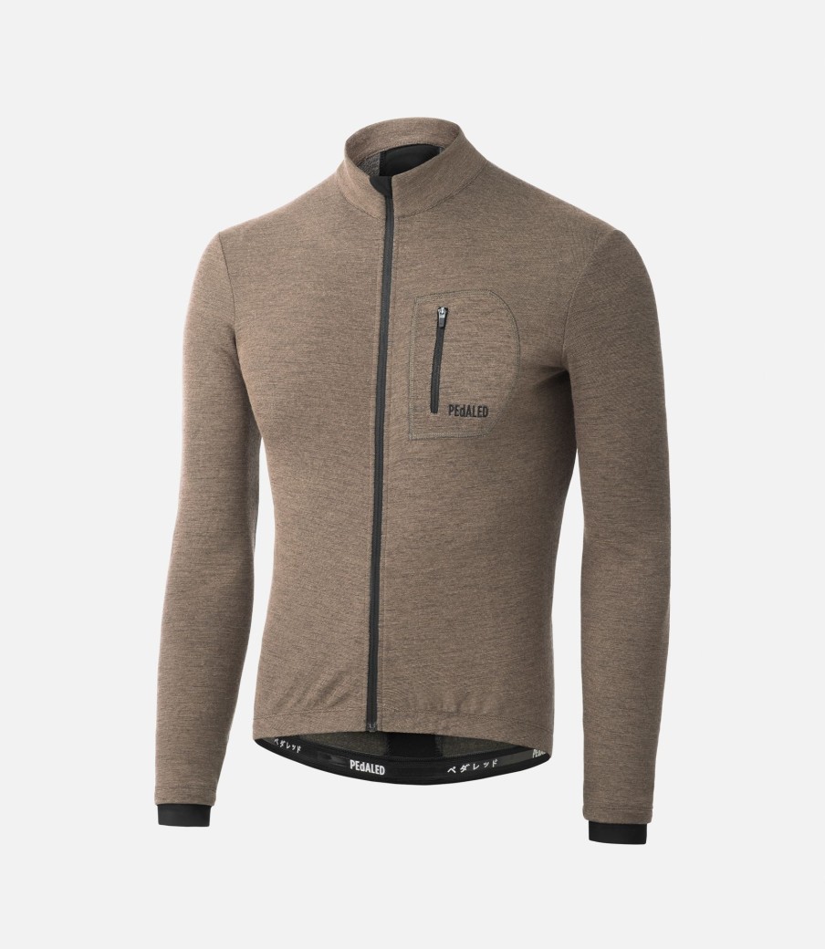 Uomo PEdALED | Maglia In Lana Merino A Maniche Lunghe Walnut