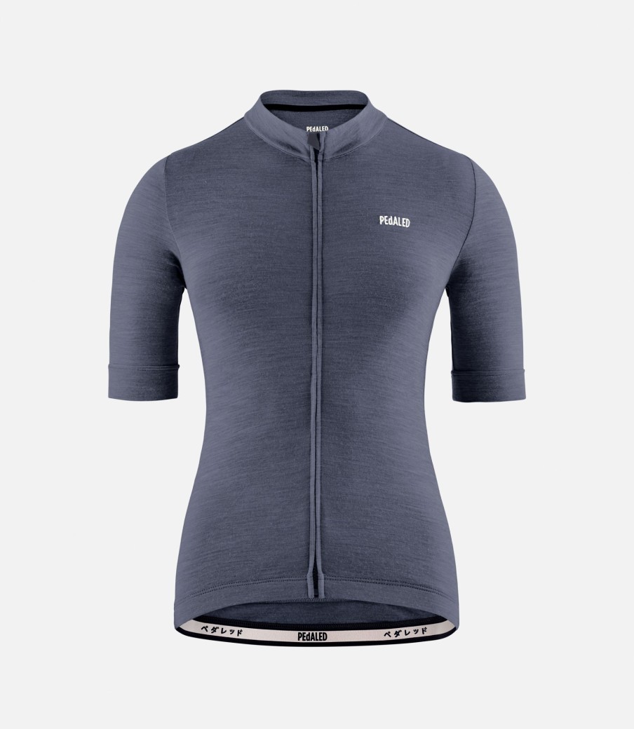 Donna PEdALED | Maglia Ciclismo In Merino Maniche Corte Per Donna Dark Navy