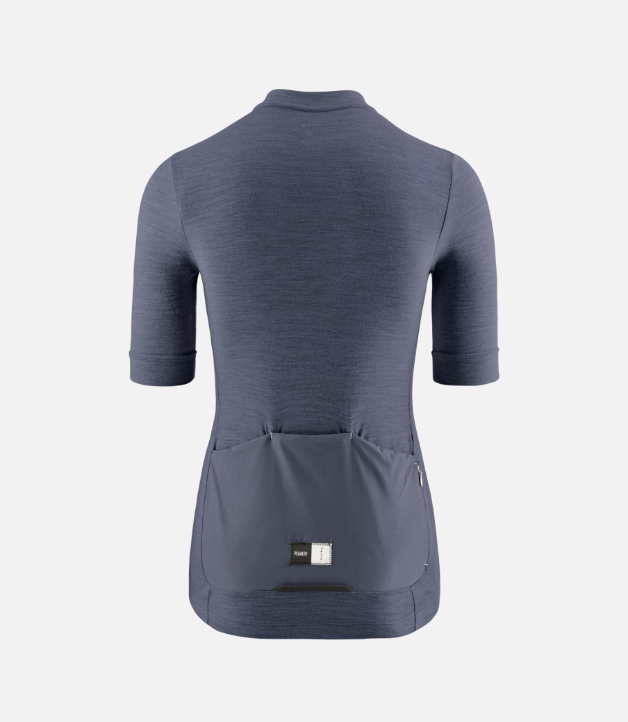 Donna PEdALED | Maglia Ciclismo In Merino Maniche Corte Per Donna Dark Navy