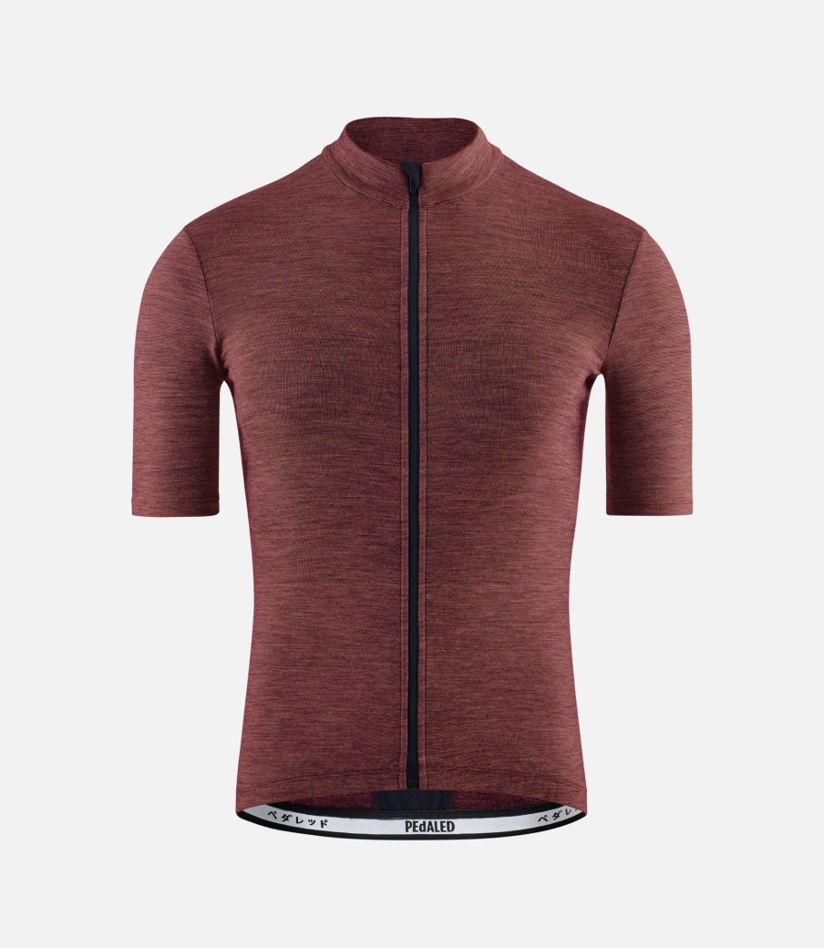 Uomo PEdALED | Maglia Maniche Corte In Merino Madder Brown