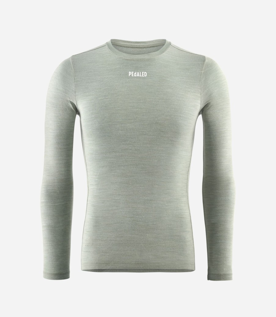 Uomo PEdALED | Maglia Intima In Merino Maniche Lunghe Verde Militare