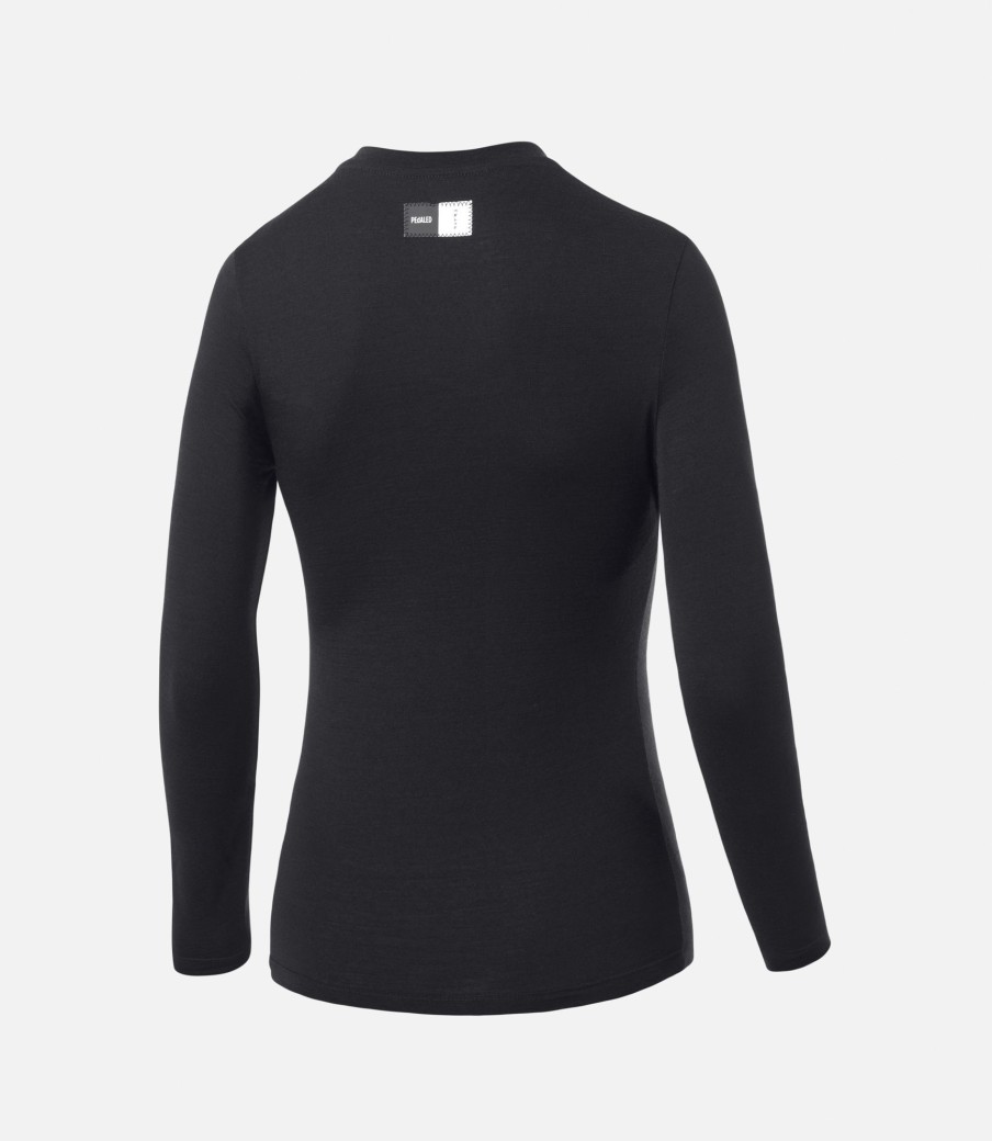 Donna PEdALED | Base Layer In Merino A Maniche Lunghe Da Donna Nero