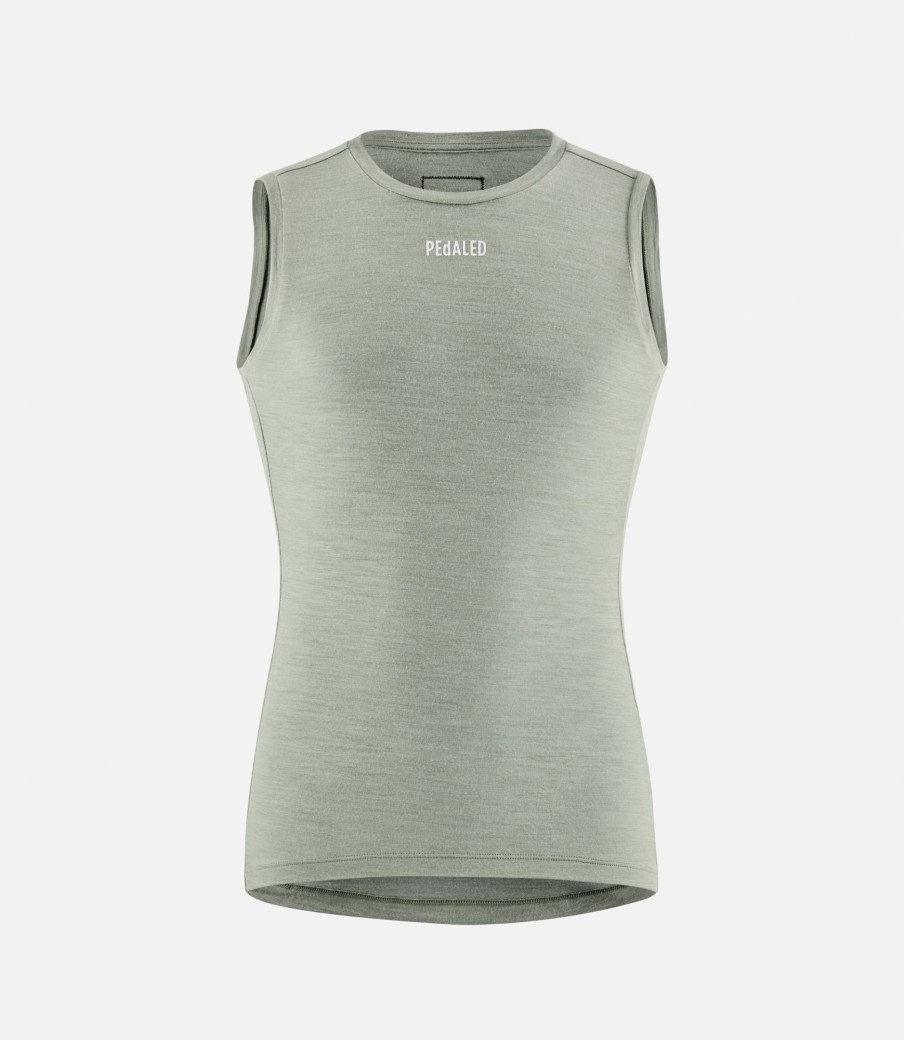 Uomo PEdALED | Base Layer In Merino Senza Maniche Verde Militare