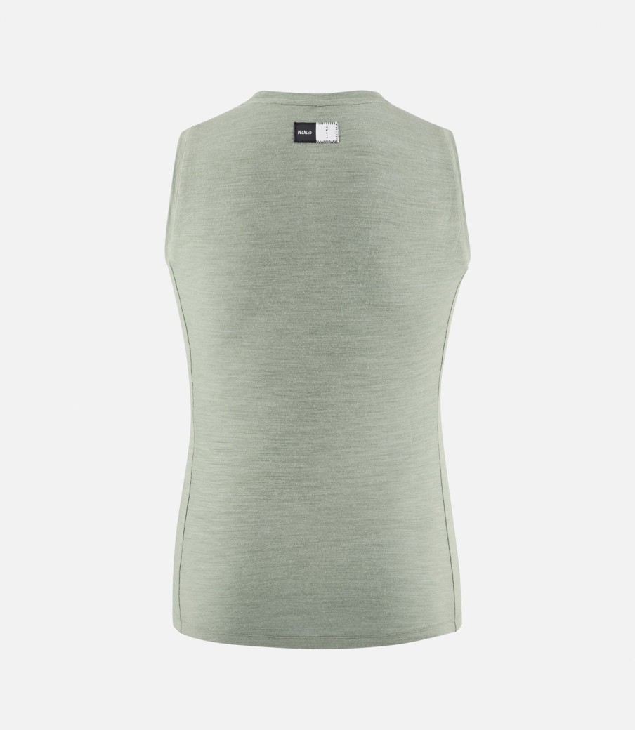 Uomo PEdALED | Base Layer In Merino Senza Maniche Verde Militare