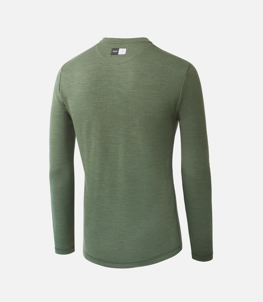 Uomo PEdALED | Maglia In Merino A Maniche Lunghe Verde Militare