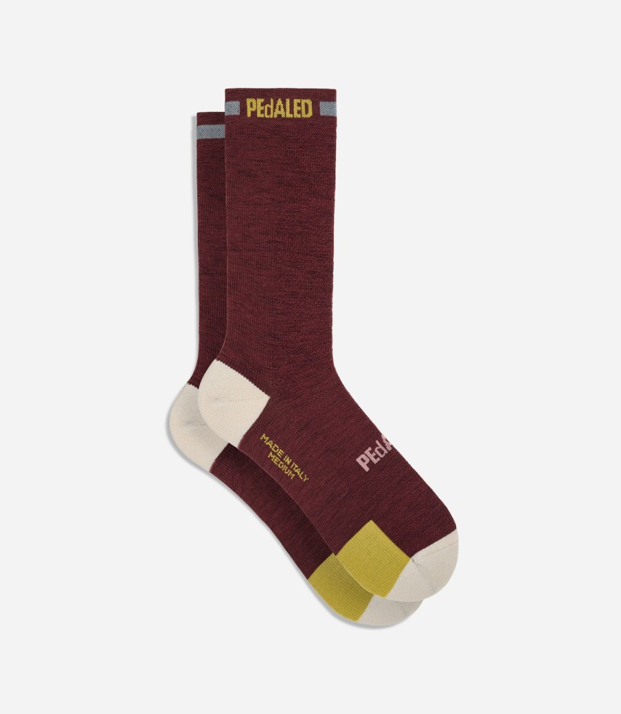 Uomo PEdALED | Calzini In Merino Dark Red